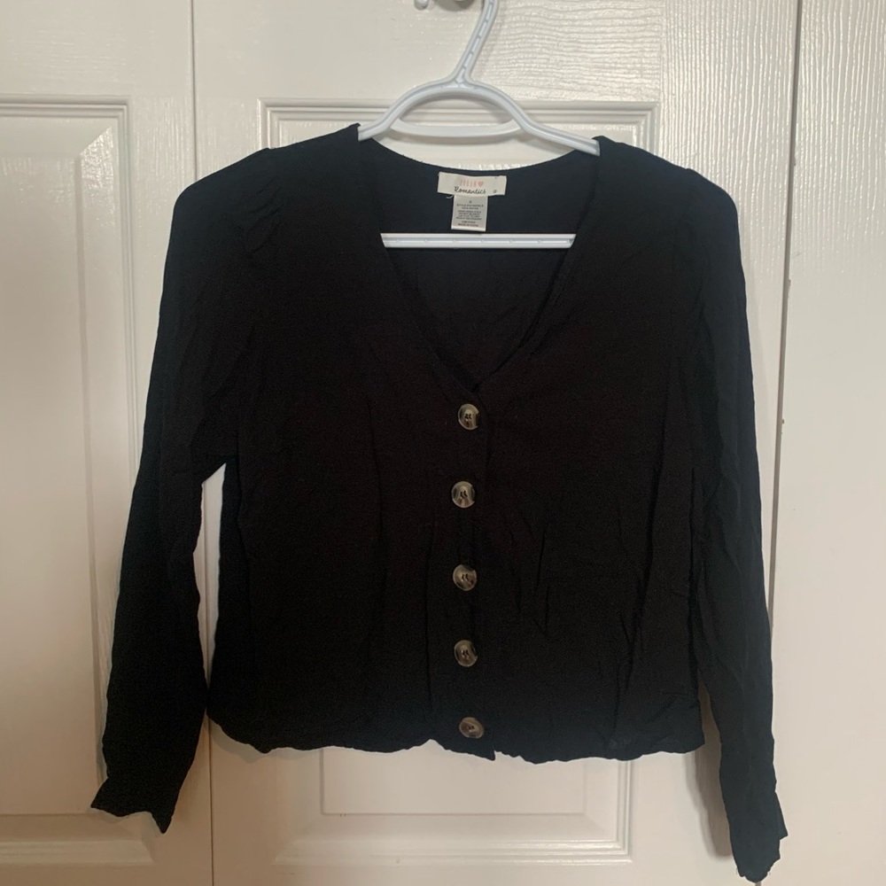 Black button up long sleeve top